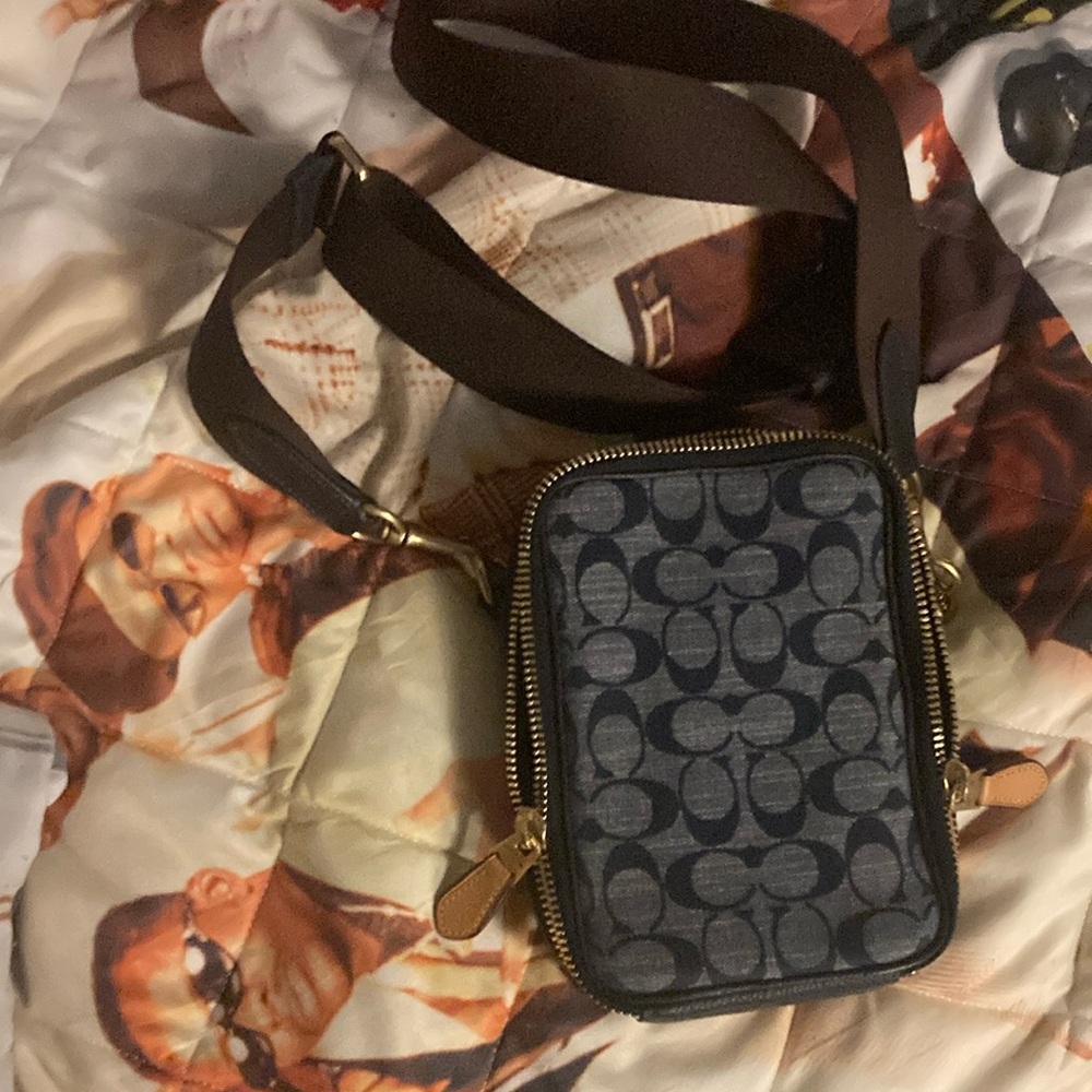 Coach Compact Crossbody with Signature Pattern